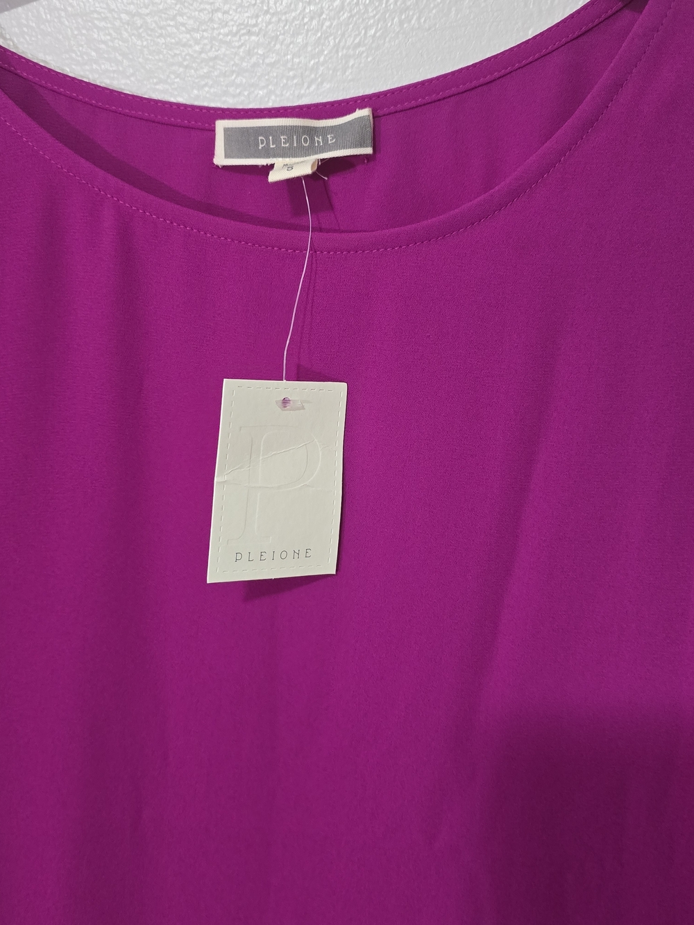 Pleione Fuchsia Sleeveless Tie-Shoulder Sheer Tank - Picture 5 of 5